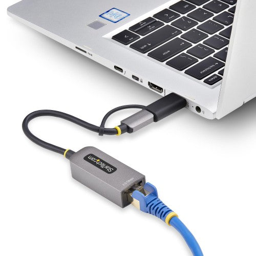 StarTech.com 2.5GbE USB-C to Ethernet Adapter with USB-A Converter, NBASE-T NIC, USB 3.0 Type-C 2.5/1G Multi Speed Network, Thunderbolt Compatible, Windows & Mac