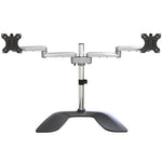 StarTech.com Dual Monitor Stand - Ergonomic Desktop Monitor Stand for up to 32" VESA Displays - Free-Standing Articulating Universal Computer Monitor Mount - Adjustable Height - Silver
