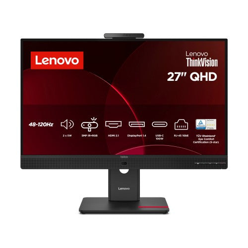 Lenovo ThinkVision T27QD-4v computer monitor 68.6 cm (27") 2560 x 1440 pixels Quad HD LCD Black