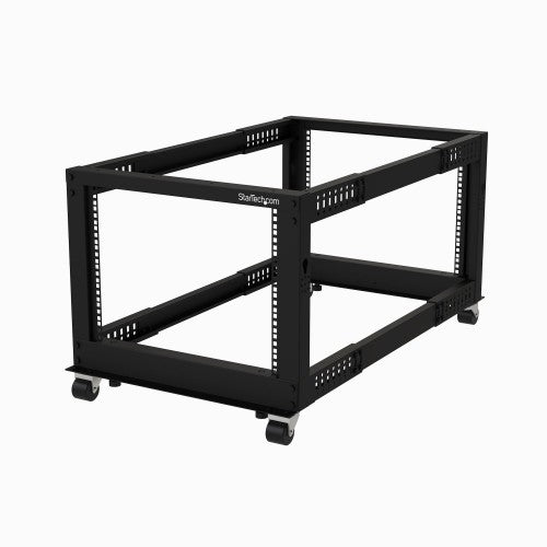StarTech.com 8U 4-Post Server Rack, 19in Open Frame Rack with 40in (101cm) Mounting Depth and 1200lb (544kg) Weight Capacity, Mobile or Floor Mount IT Rack