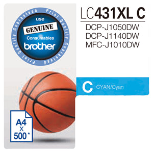 Brother LC431XLC XL CYAN INK ink cartridge 1 pc(s) Original Black