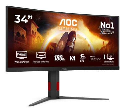 AOC G4 CU34G4 computer monitor 86.4 cm (34") 3440 x 1440 pixels Wide Quad HD LED Black, Red