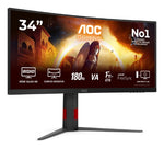 AOC G4 CU34G4 computer monitor 86.4 cm (34") 3440 x 1440 pixels Wide Quad HD LED Black, Red