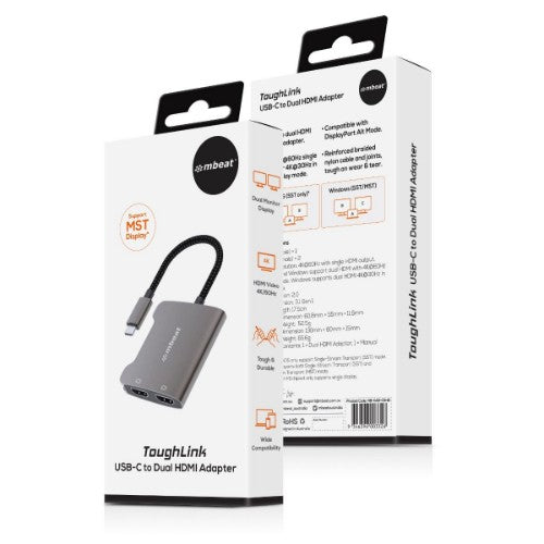 MBeat ToughLink USB-C to Dual HDMI Adapter