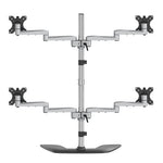StarTech.com Desktop Quad Monitor Stand - Ergonomic VESA 4 Monitor Arm (2x2) up to 32" (17.6lb/8kg) - Free Standing Articulating Universal Pole Mount - Height Adjustable/Tilt/Swivel/Rotate - Silver