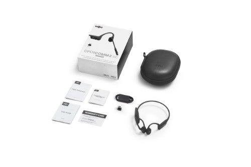 SHOKZ OpenComm2 UC 2025 Upgrade Wireless Bluetooth Bone Conduction Videoconferencing Headset with USB-C Charging Port and USB-C adapter | 16 Hr Talk Time, 29m Wireless Range, 1 Hr Charge Time | Includes Noise Cancelling Boom Mic and Dongle, Black