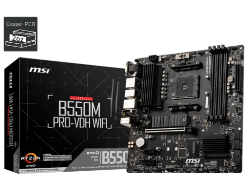 MSI B550M PRO-VDH WIFI motherboard AMD B550 Socket AM4 micro ATX