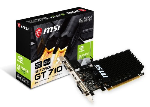 MSI nVidia Geforce GT 710 2GB LP Low Profile VGA CARD GDDR3 2560x1600 1xHDMI 1xDVI PCIE2.0x16 954 MHz Core Clock