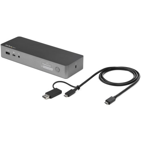 StarTech.com Universal Laptop Docking Station, Hybrid USB-C & USB-A Dock, Dual 4K DP & HDMI, 60W PD, Mac / Windows / Chrome OS, 4x USB 5Gbps Hub, GbE