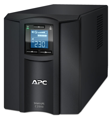 APC Smart-UPS C, Line Interactive, 2000VA, Tower, 230V, 6x IEC C13+1x IEC C19 outlets, USB and Serial communication, AVR, Graphic LCD