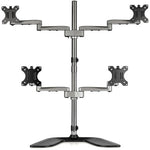 StarTech.com Desktop Quad Monitor Stand - Ergonomic VESA 4 Monitor Arm (2x2) up to 32" (17.6lb/8kg) - Free Standing Articulating Universal Pole Mount - Height Adjustable/Tilt/Swivel/Rotate - Silver
