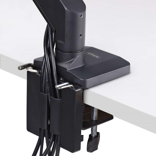 StarTech.com Desk Mount Triple Monitor Arm with Crossbar For Up To Three 27in Screens, VESA 75x75/100x100, Tool-Less Arm Adjustments, C-Clamp/Grommet, Spring-Assisted Arm