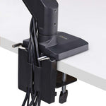StarTech.com Desk Mount Triple Monitor Arm with Crossbar For Up To Three 27in Screens, VESA 75x75/100x100, Tool-Less Arm Adjustments, C-Clamp/Grommet, Spring-Assisted Arm