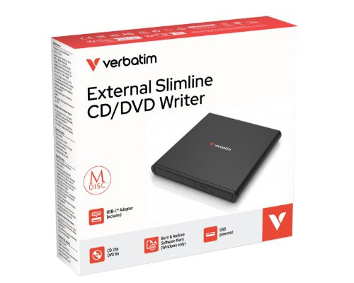 Verbatim Slimline CD/DVD optical disc drive DVD-RW Black