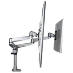 StarTech.com Desk Mount Dual Monitor Arm - Premium Articulating Monitor Arm - up to 30” VESA Mount Displays - Height Adjustable Monitor Mount - Rotate/Tilt/Swivel - Clamp/Grommet - Silver