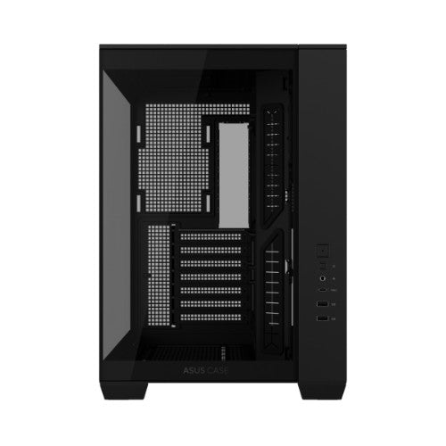 ASUS A32 Black ATX dual-chamber case with panoramic design supporting up to 420mm graphics cards in length 360mm radiators and CPU air coolers up to 165mm in height