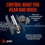 HP Poly Voyager Free 60+ UC Carbon Black Earbuds +BT700 USB-C Adapter +Touchscreen Charge Case