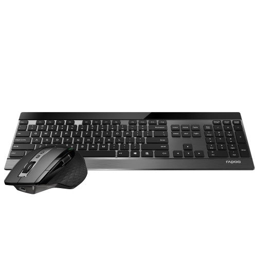 Rapoo 9900M keyboard Mouse included Universal RF Wireless + Bluetooth QWERTY English Black