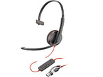 HP Poly Blackwire 3210 Monaural USB-C Headset +USB-C/A Adapter