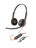 HP Poly Blackwire 3225 Stereo USB-C Headset +3.5mm Plug +USB-C/A Adapter