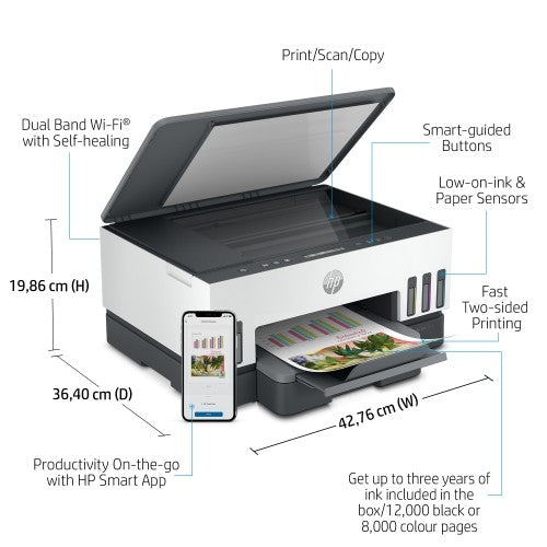 HP Smart Tank 7005 Wireless All-in-One Color Printer, Two-sided printing; Copier, Scanner