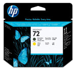 HP 72 Matte Black and Yellow DesignJet Printhead