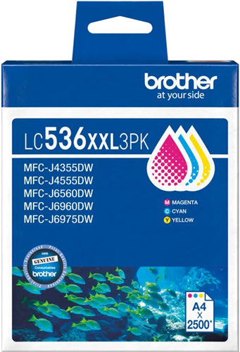 Brother LC536XXL3PK ink cartridge 3 pc(s) Original Extra (Super) High Yield Cyan, Magenta, Yellow