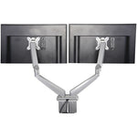 StarTech.com Desk Mount Dual Monitor Arm with USB & Audio, Desk Clamp VESA Mount for up to 32" (17.6lb/8kg) Displays, Ergonomic Full Motion Dual Monitor Arm - Silver
