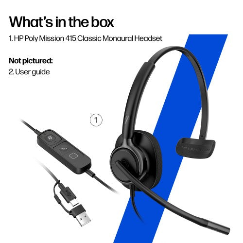 HP Poly Mission 415 Monaural USB Wired Headset Classic