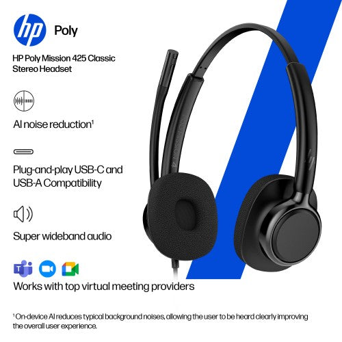 HP Poly Mission 415 Monaural USB Wired Headset