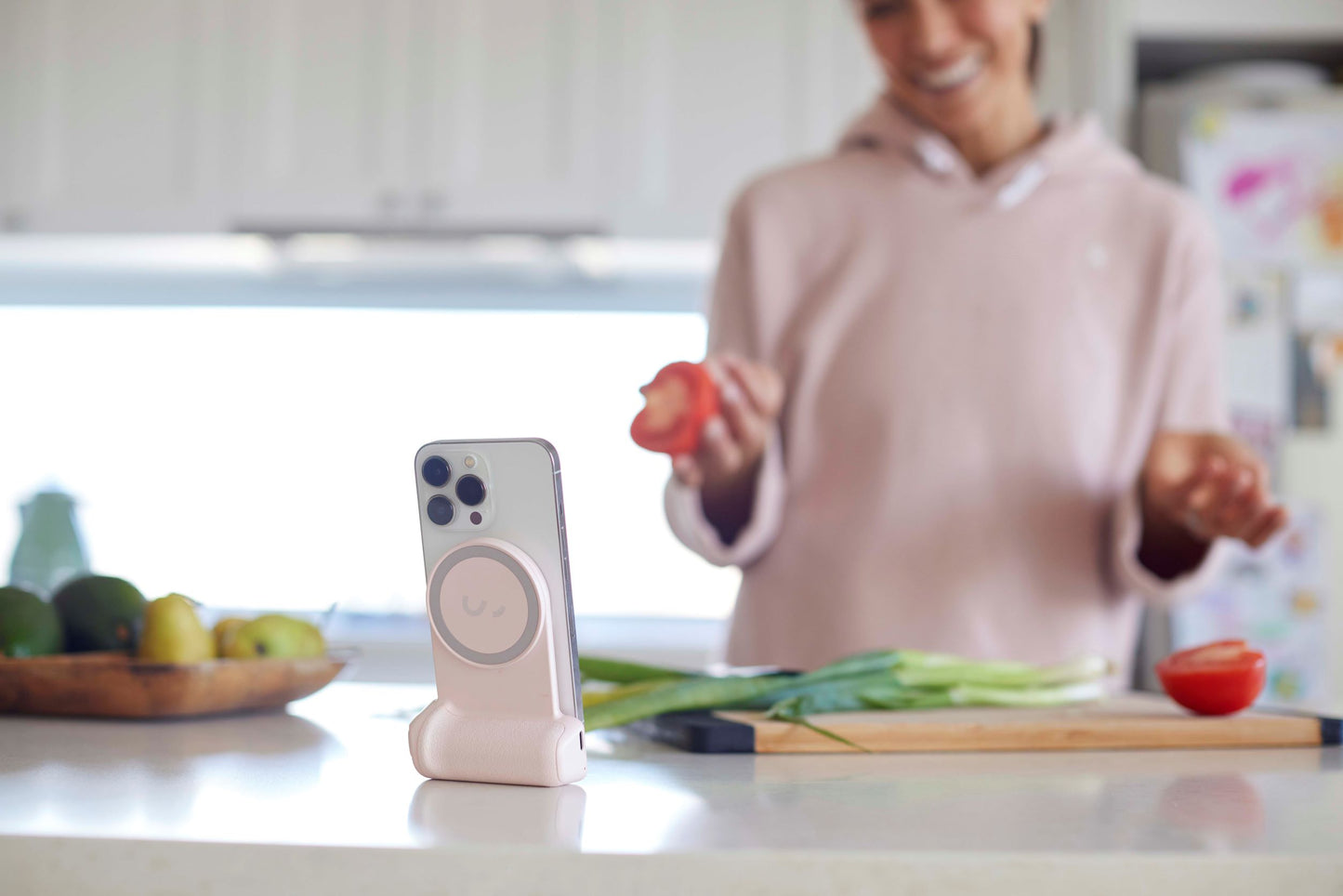 Snap Grip used as a stand in the kitchen